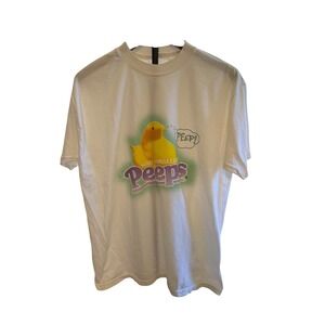 Vtg Marshmallow Peeps Graphic TShirt White Yellow Chick Candy Easter Tee Mens XL